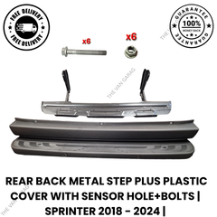 Rear Metal Step + Plastic Cover with Sensor Hole + Bolts for Sprinter 2018–2024