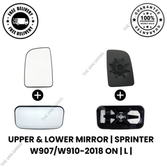 Mercedes Sprinter 2018 Onwards Upper and Lower Wing Mirror Glass Left Side (Nearside)