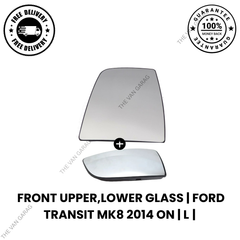 Ford Transit MK8 Left Side Wing Mirror Upper & Lower Glass 2014 Onwards