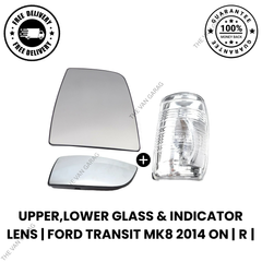 Ford Transit MK8 2014 Onwards Front Driver Side Upper & Lower Glass with Indicator Lens