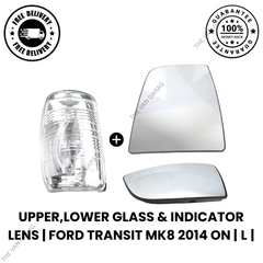 Ford Transit MK8 2014 Onwards Front Passenger Side Left Upper & Lower Glass with Indicator Cover