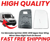 For Mercedes Sprinter 2006-2018 Upper Door Wing Mirror Glass Right Push On Round