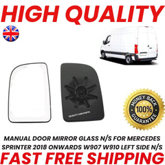 FOR MERCEDES SPRINTER 2018 ONWARDS W907/W910 WING MIRROR GLASS LEFT SIDE