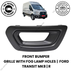 Front Bumper Grille with Fog Lamp Holes Right Side Cover for Ford Transit MK8 (2019 Onward)