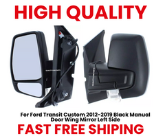 For Ford Transit Custom 2012-2019 Black Manual Door Wing Mirror Left Side