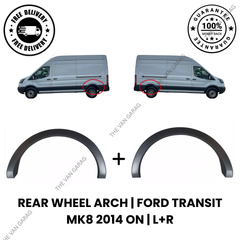 Pair of Rear Wheel Arch Trim Black Fits Ford Transit Mk8 2014+ N/S + O/S