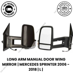 Mercedes Sprinter Full Door Wing Mirror Manual Black Long Arm – Left Side (NS) 2006-2017