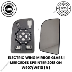 Upper Door Wing Mirror Glass – Right Side (Push-On, Round) for Mercedes Sprinter 2006–2019