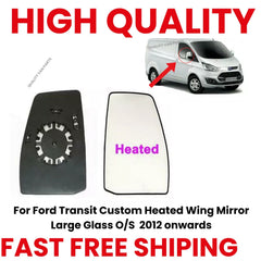 For Ford Transit Custom 2012-2020 Heated Upper Door Wing Mirror Glass Right