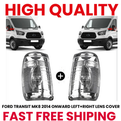 FOR FORD TRANSIT MK8 WING MIRROR INDICATOR LENS COVER LEFT + RIGHT SET 2014 ONWARDS