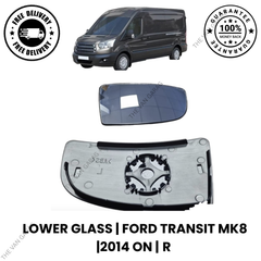 LOWER DOOR WING MIRROR GLASS FOR FORD TRANSIT MK8 RIGHT DRIVER SIDE