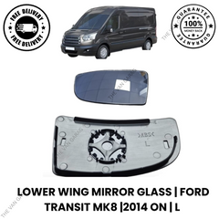 Lower Door Wing Mirror Glass for Ford Transit MK8 2014 On Passenger Left Side N/S