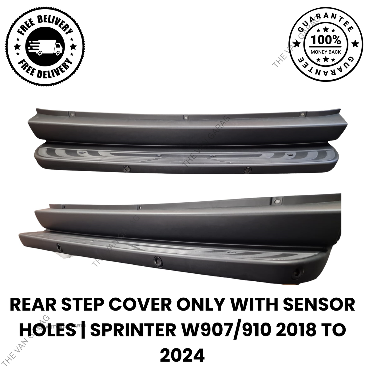 Rear Step Plastic Cover + Sensor Holes + Clips for Mercedes Sprinter W907 W910 18–24