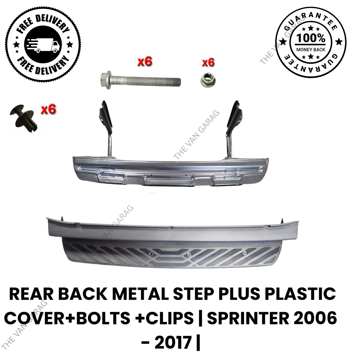 Rear Metal Step + Plastic Cover + Bolts for Mercedes Sprinter W906 2006–2017