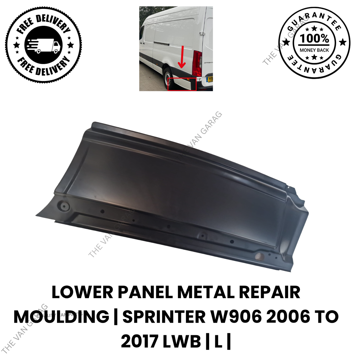 Side Lower Repair Panel N/S Fits Mercedes Sprinter LWB 2006–2018 Left Section
