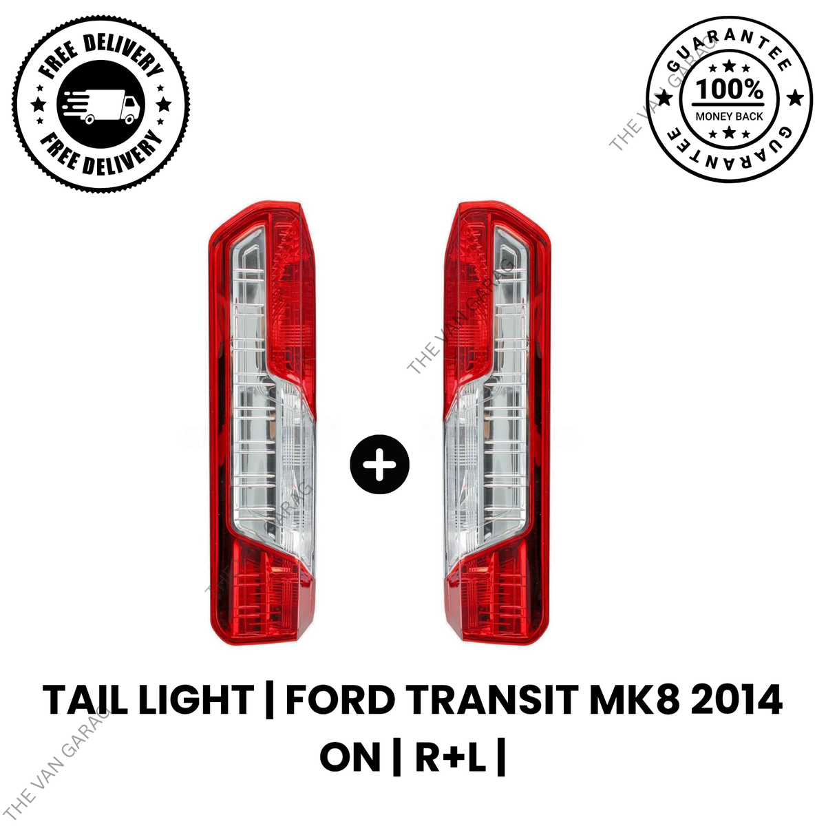 Rear Tail Light Lens Left & Right for Ford Transit MK8 2014+ Onwards Pair Set