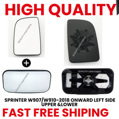 Mercedes Sprinter 2018-ONWARDS  Upper AND  Lower Wing Mirror Glass LEFT SIDE N/S