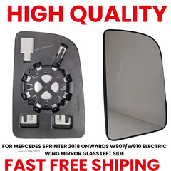 FOR MERCEDES SPRINTER 2018 ONWARDS W907/W910 ELECTRIC  WING MIRROR GLASS LEFT SIDE