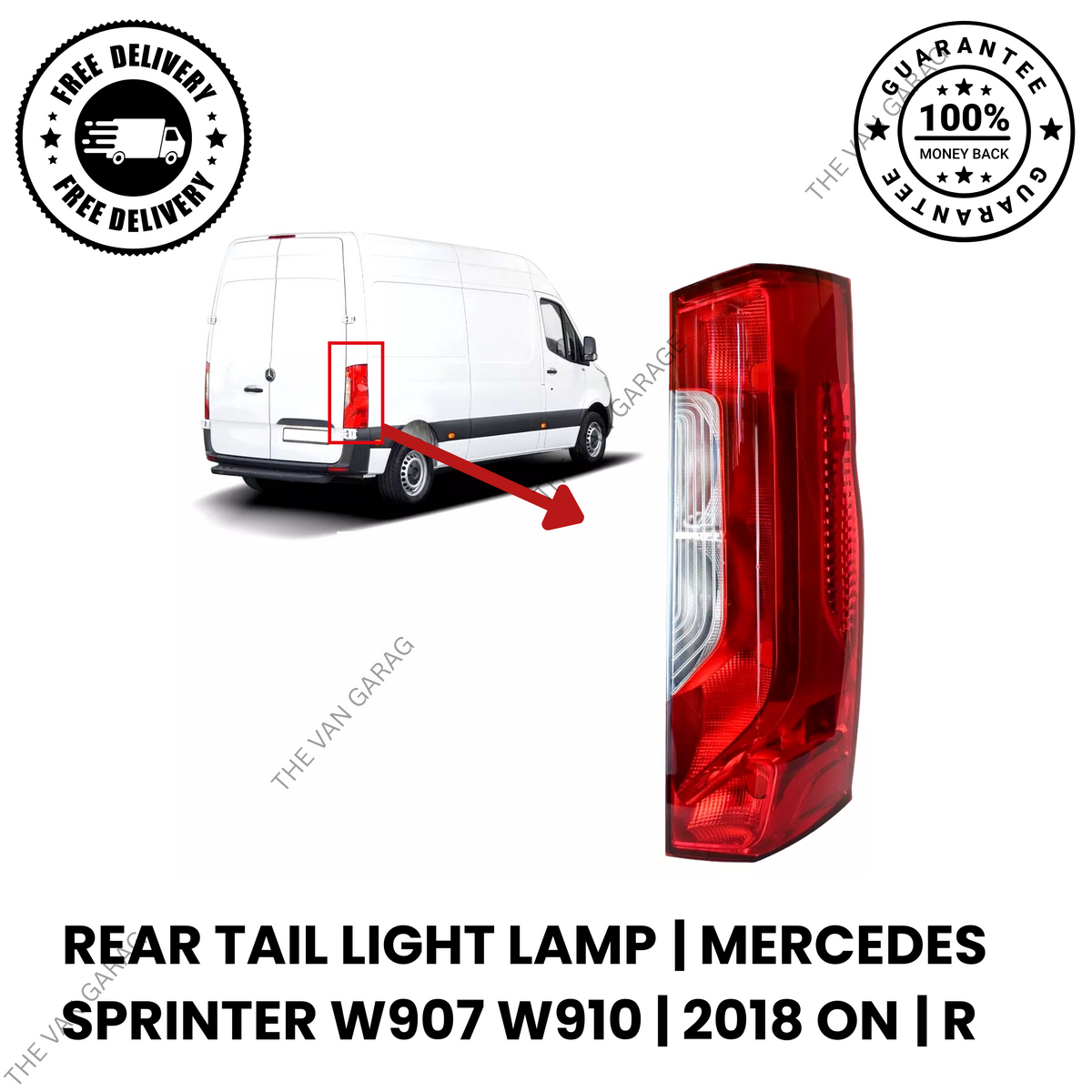 Rear Tail Light Lamp For Mercedes Sprinter W 907 W 910 Right Driver side O/S 2018 On
