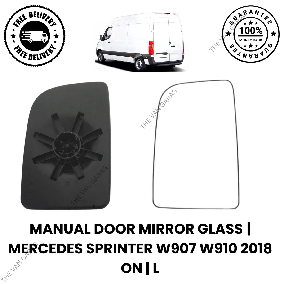 LEFT WING MIRROR GLASS FOR MERCEDES SPRINTER W907 W910 2018+ N/S PASSENGER
