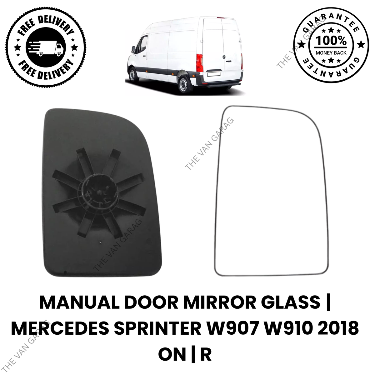 MANUAL DOOR MIRROR GLASS RIGHT O/S FOR MERCEDES SPRINTER W907 W910 2018+