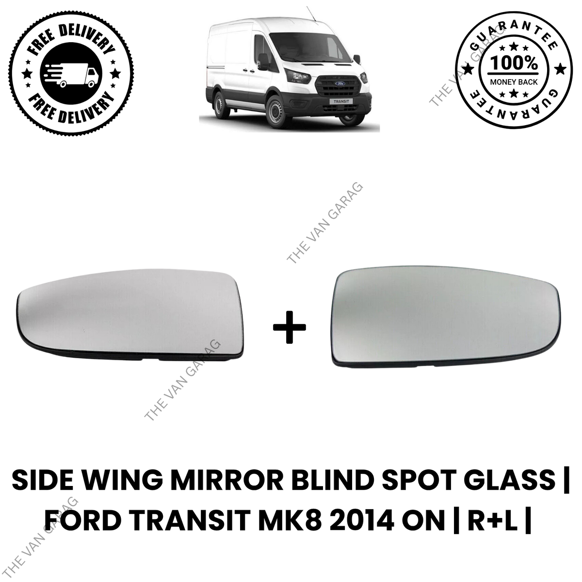 Pair of Side Wing Mirror Blind Spot Glass Left + Right  Fits Ford Transit MK8 2014 on