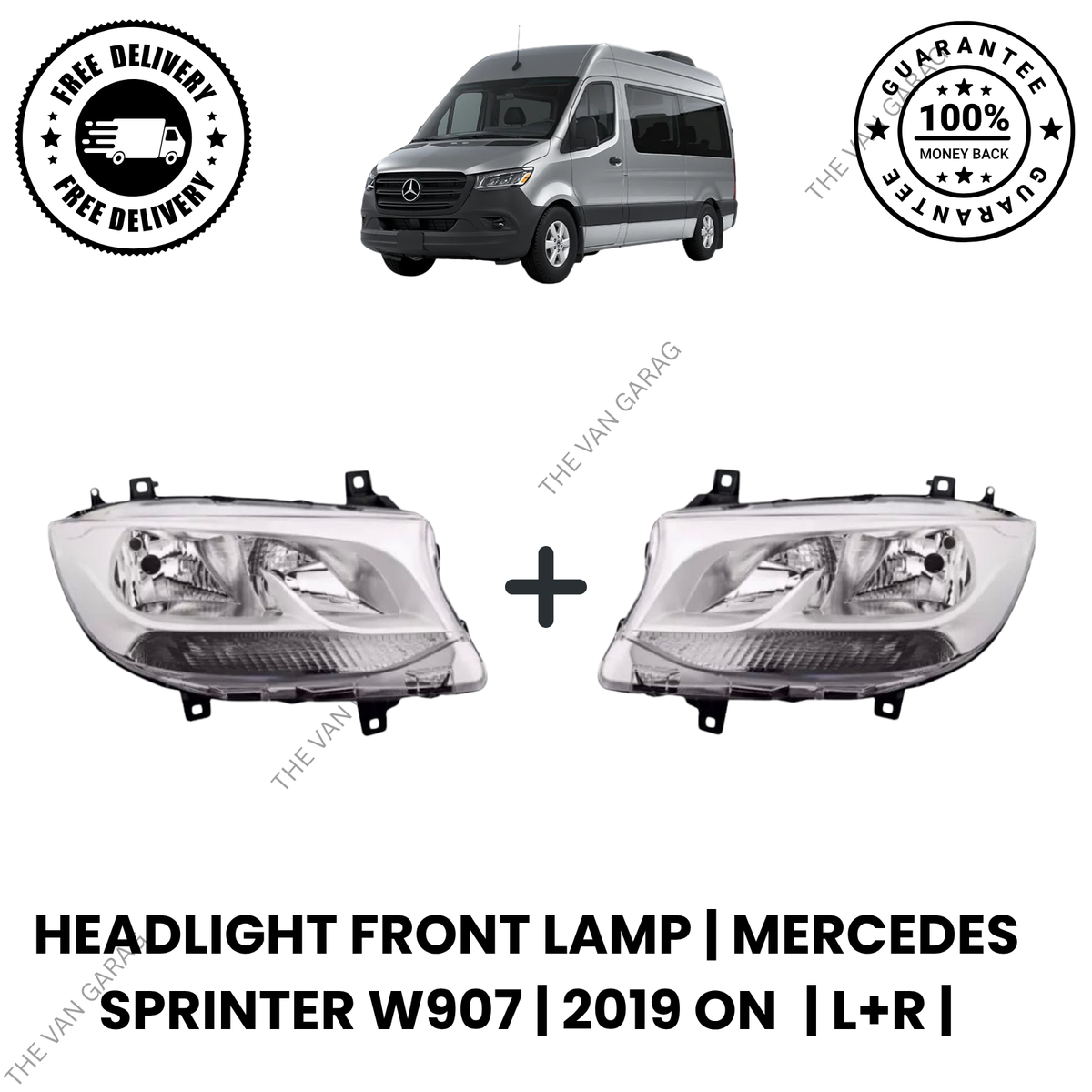 Pair Of Front Headlight  L+R for Mercedes Sprinter W907 W910 2019+ N/S O/S