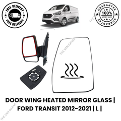 Door Wing Heated Mirror Glass for Ford Transit Custom (2012–2021) Left  Side