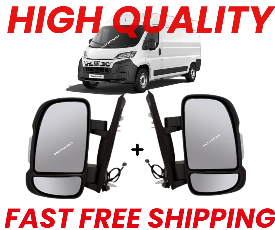 Fits Fiat Ducato 2006-2024 Electric Door Wing Mirrors Short Arm Pair (Left + Right)
