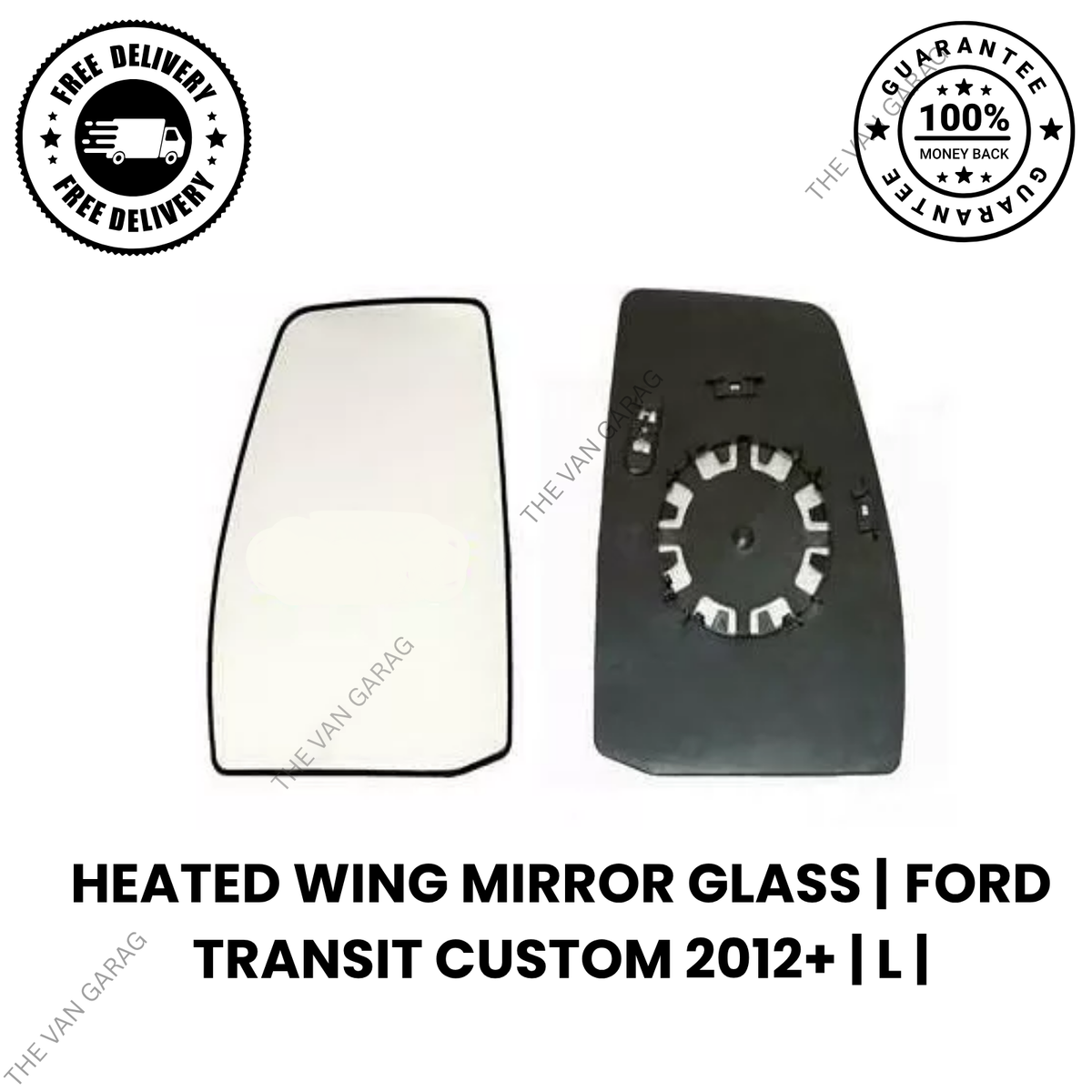 Heated Wing Mirror Glass N/S Fits Ford Transit Custom 2012+ Large Passenger Side